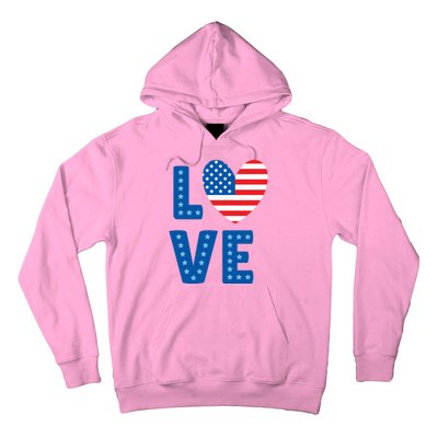 Love American Flag Heart 4th Of July Hoodie