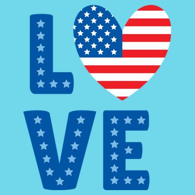 Love American Flag Heart 4th Of July T-Shirt