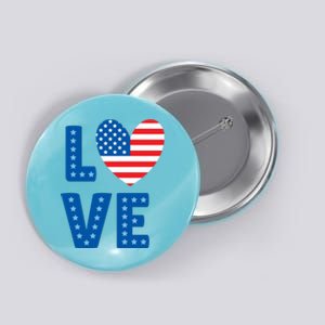 Love American Flag Heart 4th Of July Button