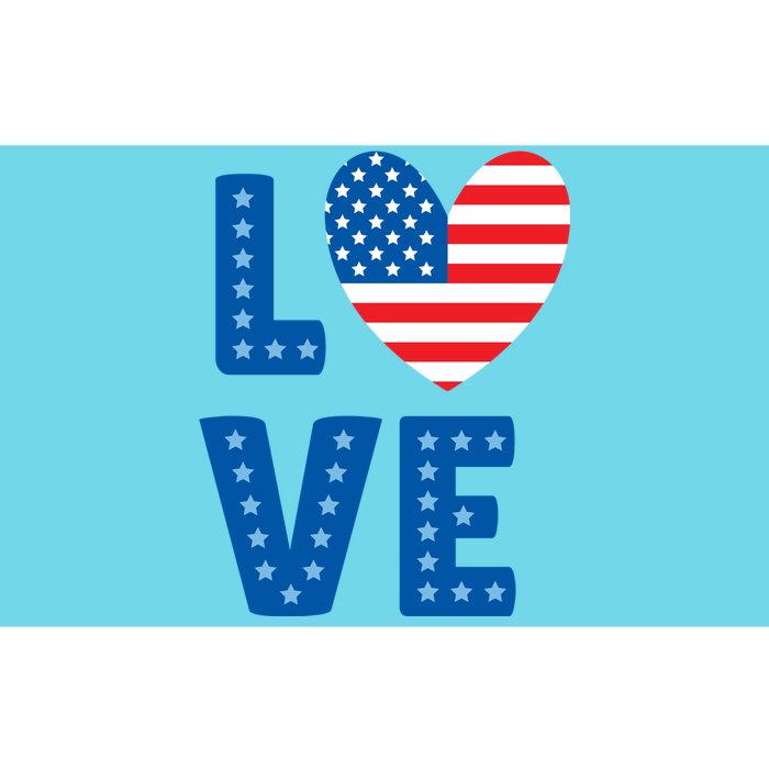 Love American Flag Heart 4th Of July Bumper Sticker