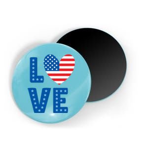 Love American Flag Heart 4th Of July Magnet