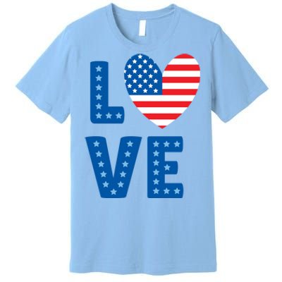 Love American Flag Heart 4th Of July Premium T-Shirt