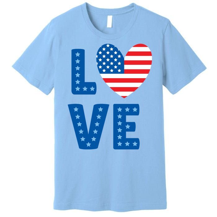 Love American Flag Heart 4th Of July Premium T-Shirt