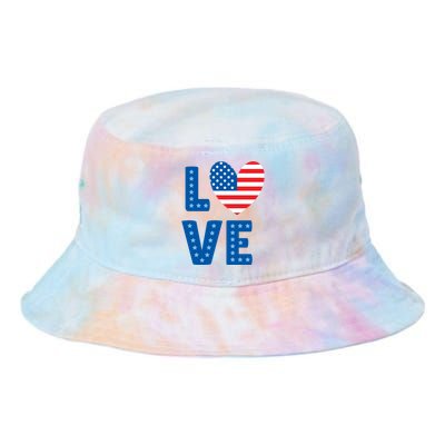 Love American Flag Heart 4th Of July Tie Dye Newport Bucket Hat