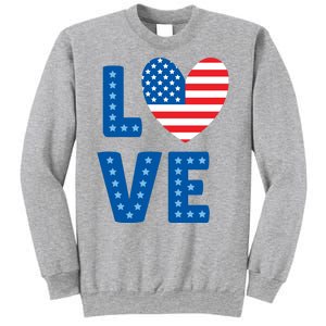 Love American Flag Heart 4th Of July Sweatshirt