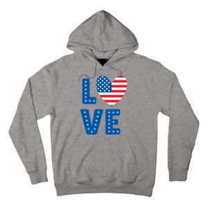 Love American Flag Heart 4th Of July Tall Hoodie