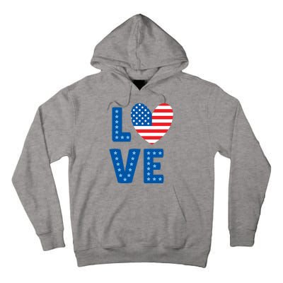 Love American Flag Heart 4th Of July Tall Hoodie