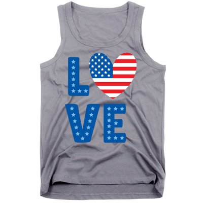 Love American Flag Heart 4th Of July Tank Top