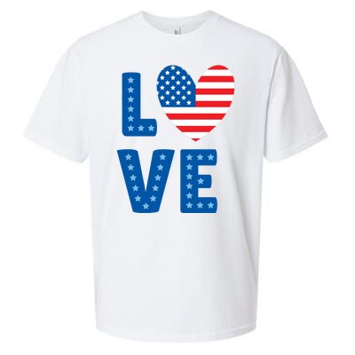 Love American Flag Heart 4th Of July Sueded Cloud Jersey T-Shirt