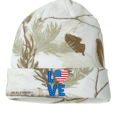 Love American Flag Heart 4th Of July Kati Licensed 12" Camo Beanie