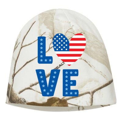 Love American Flag Heart 4th Of July Kati - Camo Knit Beanie