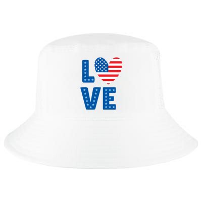 Love American Flag Heart 4th Of July Cool Comfort Performance Bucket Hat