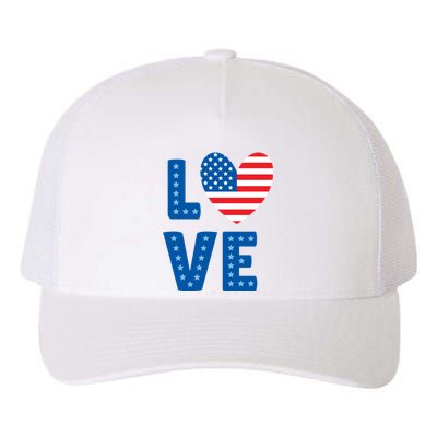 Love American Flag Heart 4th Of July Yupoong Adult 5-Panel Trucker Hat