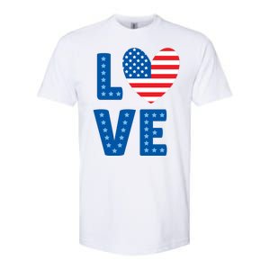 Love American Flag Heart 4th Of July Softstyle CVC T-Shirt