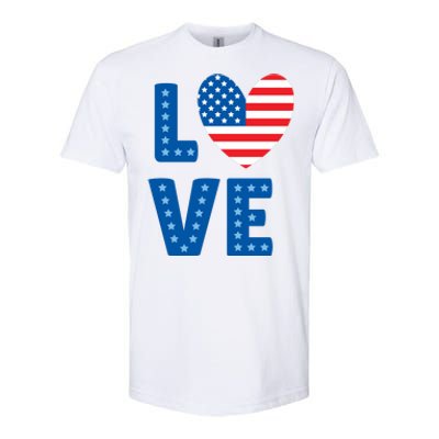 Love American Flag Heart 4th Of July Softstyle CVC T-Shirt