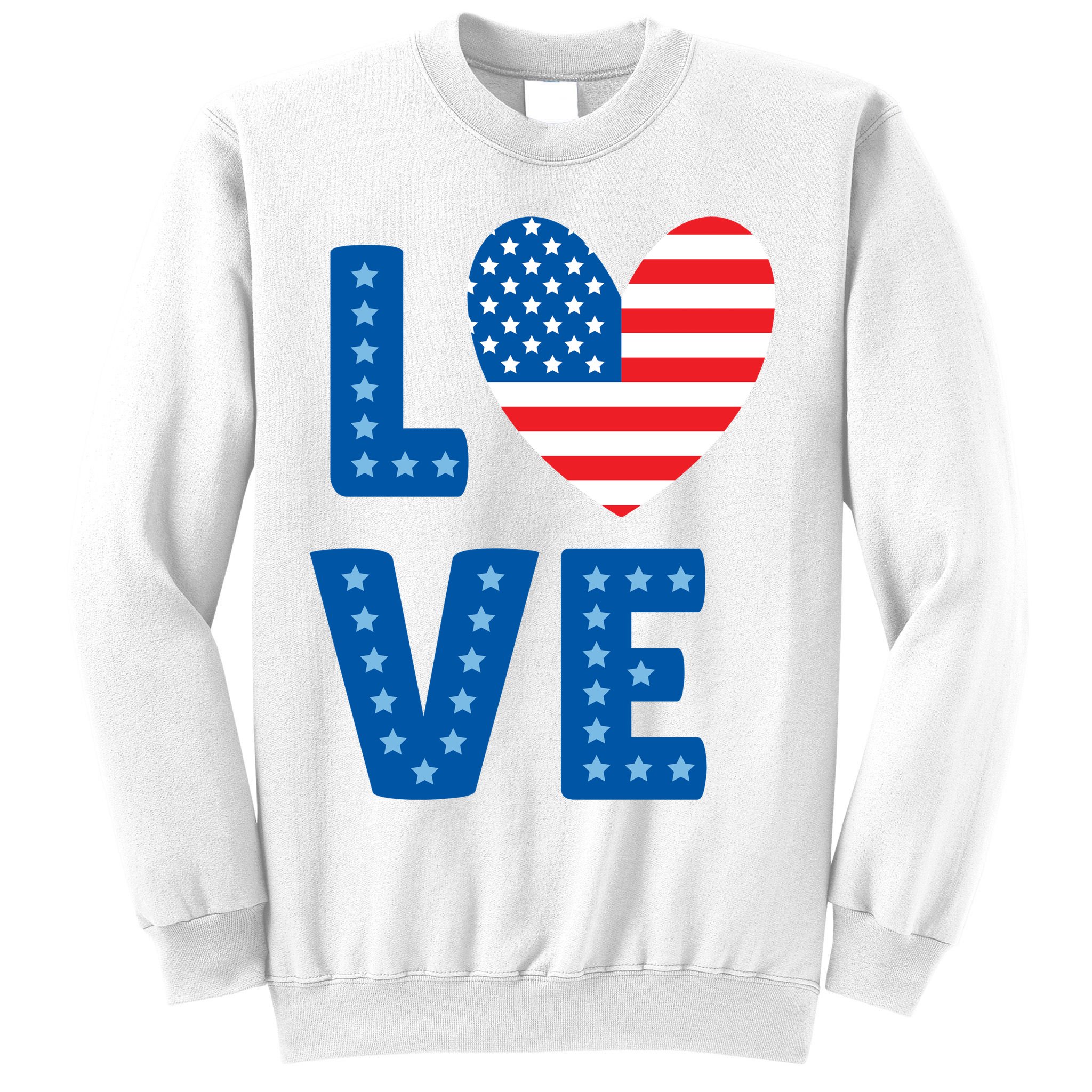Love American Flag Heart 4th Of July Sweatshirt