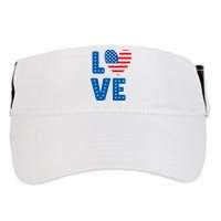 Love American Flag Heart 4th Of July Adult Drive Performance Visor