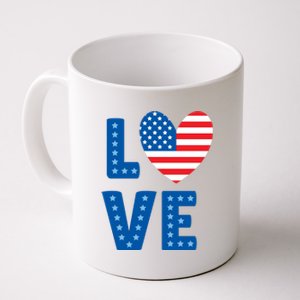 Love American Flag Heart 4th Of July Coffee Mug