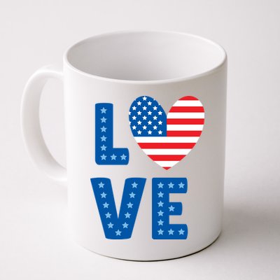 Love American Flag Heart 4th Of July Mug
