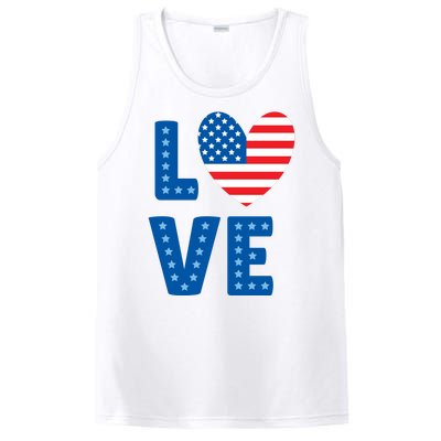 Love American Flag Heart 4th Of July PosiCharge Competitor Tank