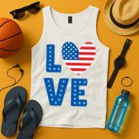 Love American Flag Heart 4th Of July Tank Top
