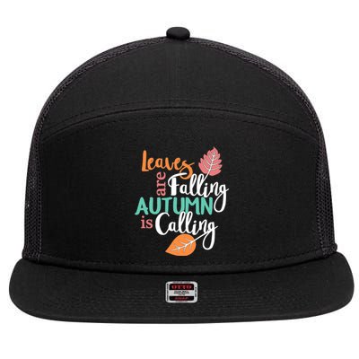 Leaves Are Falling Autumn Is Calling 7 Panel Mesh Trucker Snapback Hat