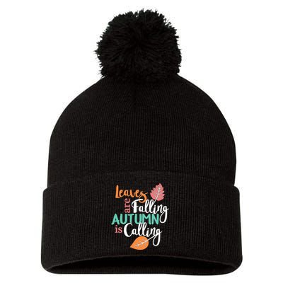 Leaves Are Falling Autumn Is Calling Pom Pom 12in Knit Beanie