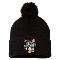 Leaves Are Falling Autumn Is Calling Pom Pom 12in Knit Beanie