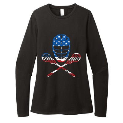 Lacrosse American Flag Lax Helmet Sticks 4th Of July Gifts Womens CVC Long Sleeve Shirt