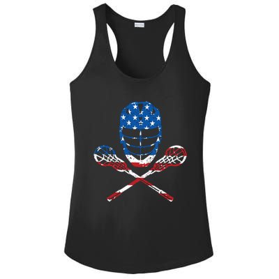 Lacrosse American Flag Lax Helmet Sticks 4th Of July Gifts Ladies PosiCharge Competitor Racerback Tank