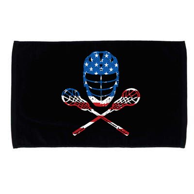 Lacrosse American Flag Lax Helmet Sticks 4th Of July Gifts Microfiber Hand Towel