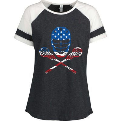 Lacrosse American Flag Lax Helmet Sticks 4th Of July Gifts Enza Ladies Jersey Colorblock Tee