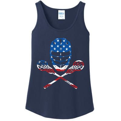 Lacrosse American Flag Lax Helmet Sticks 4th Of July Gifts Ladies Essential Tank