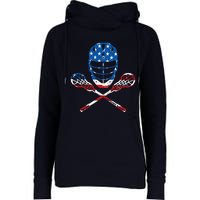 Lacrosse American Flag Lax Helmet Sticks 4th Of July Gifts Womens Funnel Neck Pullover Hood