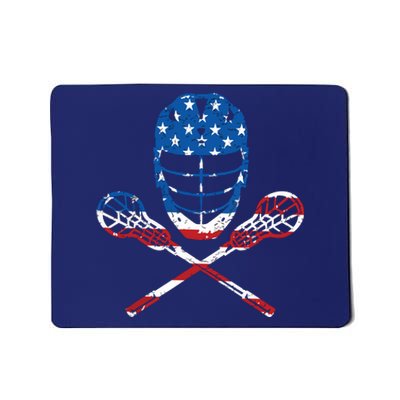 Lacrosse American Flag Lax Helmet Sticks 4th Of July Gifts Mousepad