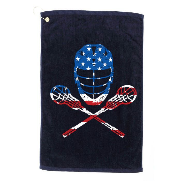 Lacrosse American Flag Lax Helmet Sticks 4th Of July Gifts Platinum Collection Golf Towel