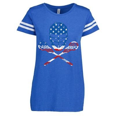 Lacrosse American Flag Lax Helmet Sticks 4th Of July Gifts Enza Ladies Jersey Football T-Shirt