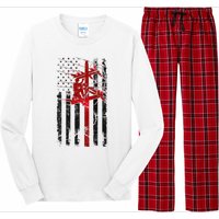 Lineman American Flag Electric Cable Lineworker Long Sleeve Pajama Set