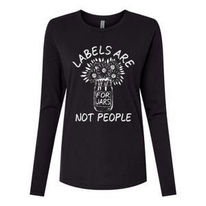 Labels Are For Jars Not People Floral Fun Womens Cotton Relaxed Long Sleeve T-Shirt