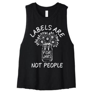 Labels Are For Jars Not People Floral Fun Women's Racerback Cropped Tank