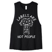 Labels Are For Jars Not People Floral Fun Women's Racerback Cropped Tank