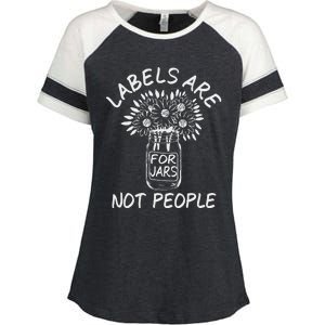 Labels Are For Jars Not People Floral Fun Enza Ladies Jersey Colorblock Tee