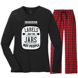 Labels Are For Jars Not People Positive Message Women's Long Sleeve Flannel Pajama Set 