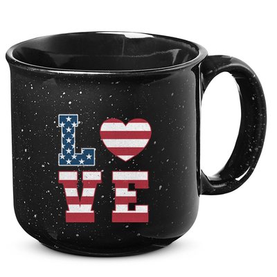 Love American Flag 4th Of July Patriotic American Women 15oz Campfire Ceramic Mug