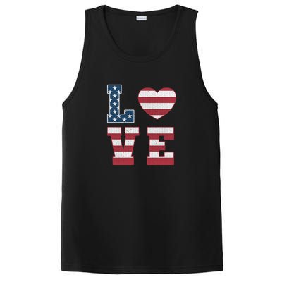 Love American Flag 4th Of July Patriotic American Women PosiCharge Competitor Tank