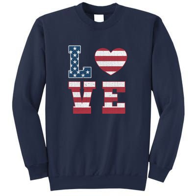 Love American Flag 4th Of July Patriotic American Women Sweatshirt