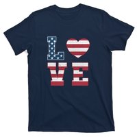 Love American Flag 4th Of July Patriotic American Women T-Shirt