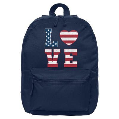 Love American Flag 4th Of July Patriotic American Women 16 in Basic Backpack