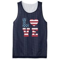 Love American Flag 4th Of July Patriotic American Women Mesh Reversible Basketball Jersey Tank