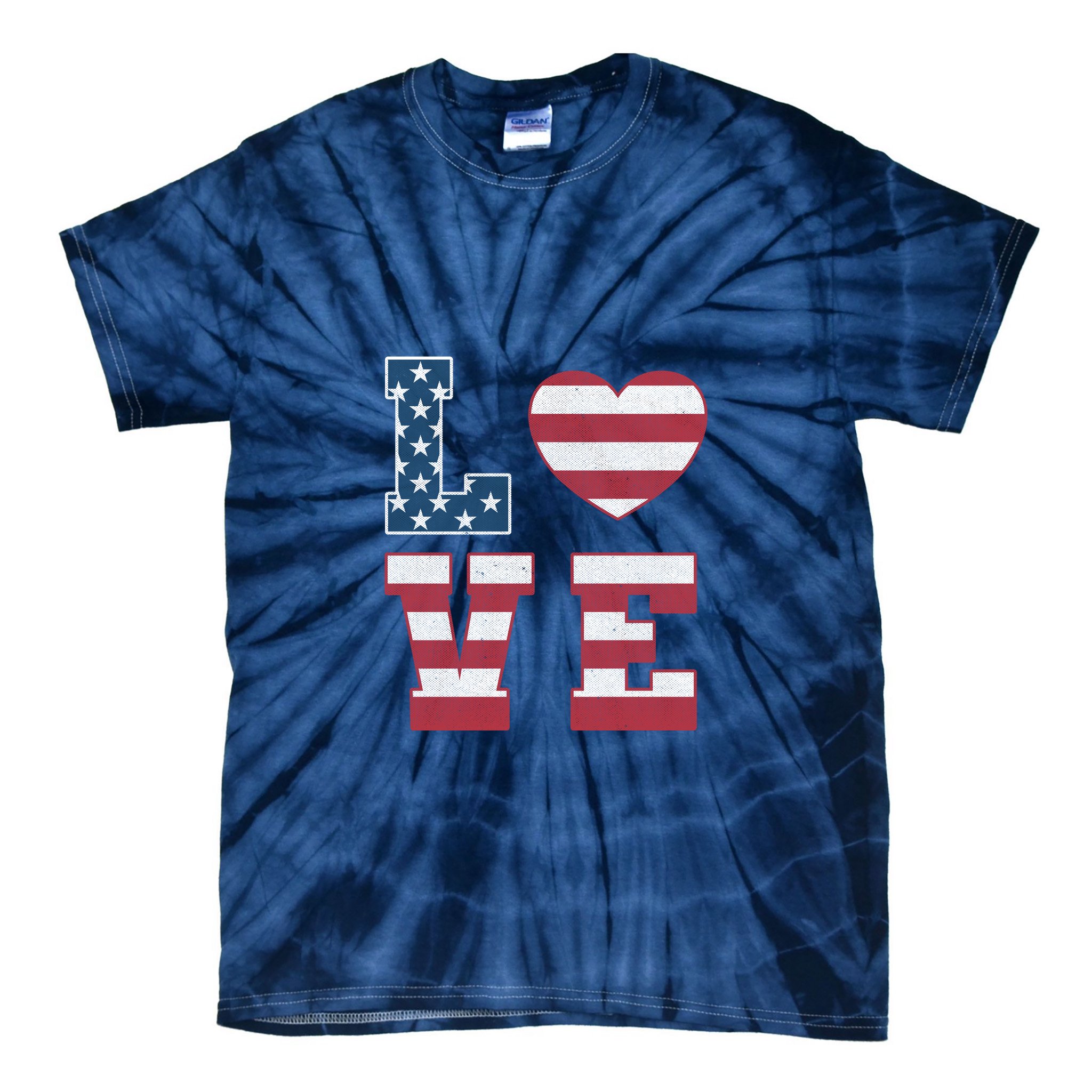 Love American Flag 4th Of July Patriotic American Women Tie-Dye T-Shirt